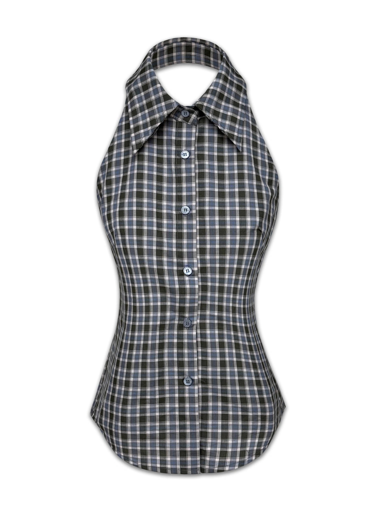 kvkv_Checkered_Halter_Neck_Shirt_With_Backless_Design_MISSTT