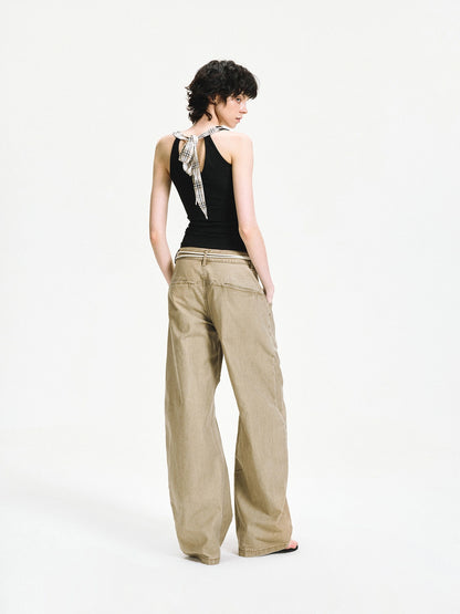 kvkv Checkered Tie Front Halter Top