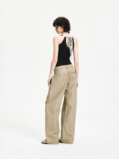 kvkv Checkered Tie Front Halter Top