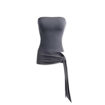 kvkv Cloud Blue Gray Ribbon Spliced Structured Slim Women&