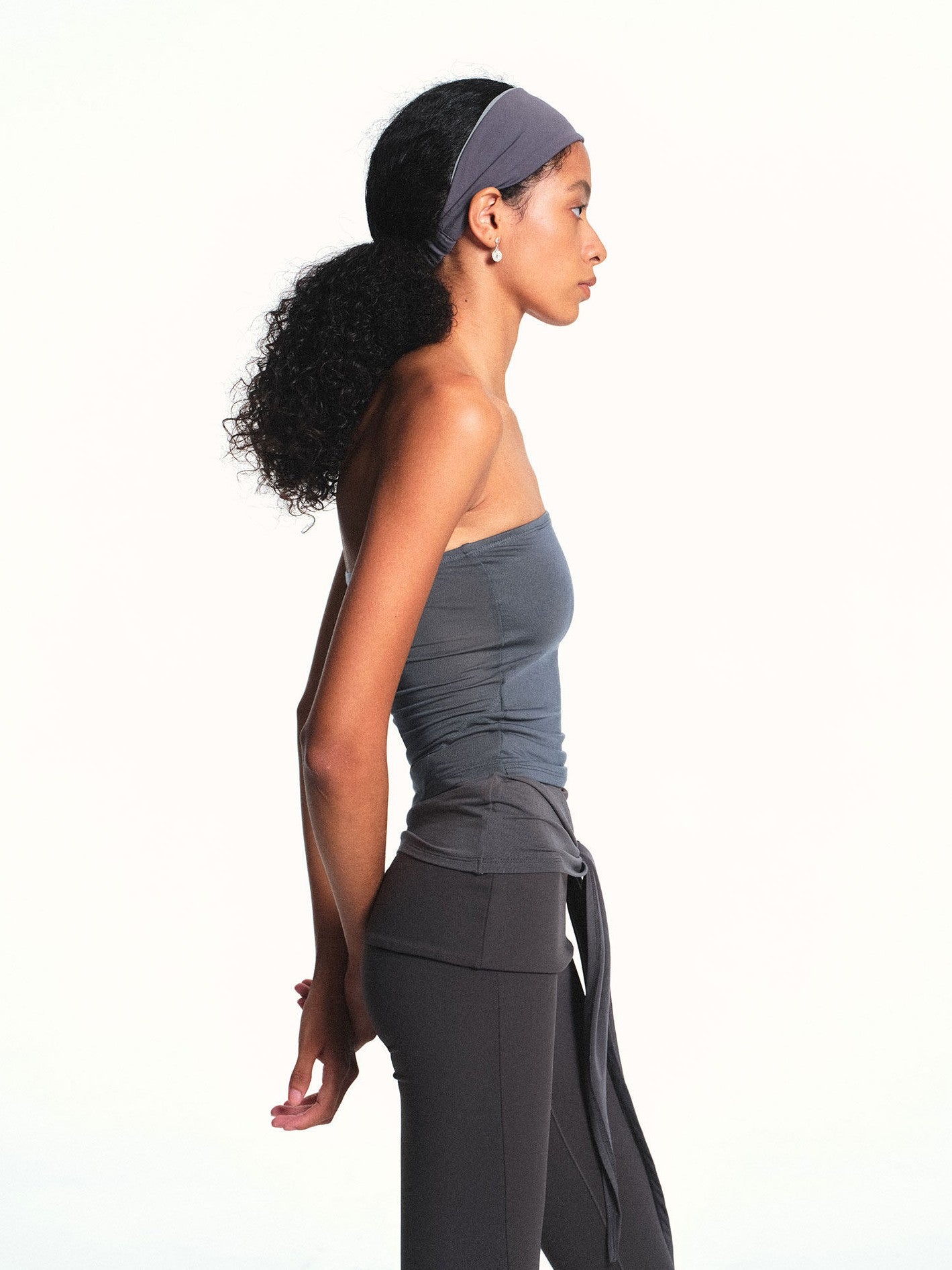 kvkv Cloud Blue Gray Ribbon Spliced Structured Slim Women&