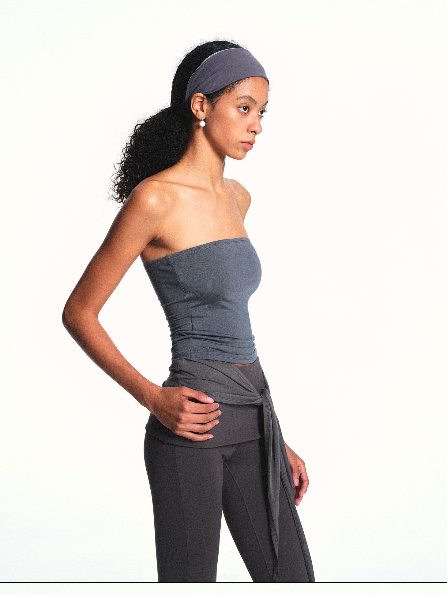 kvkv Cloud Blue Gray Ribbon Spliced Structured Slim Women&