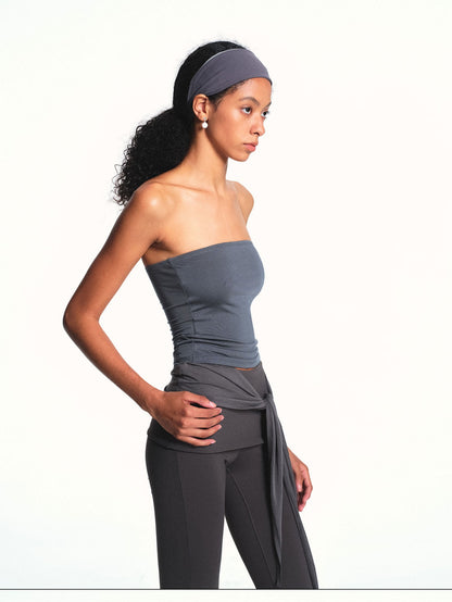 kvkv Cloud Blue Gray Ribbon Spliced Structured Slim Women&