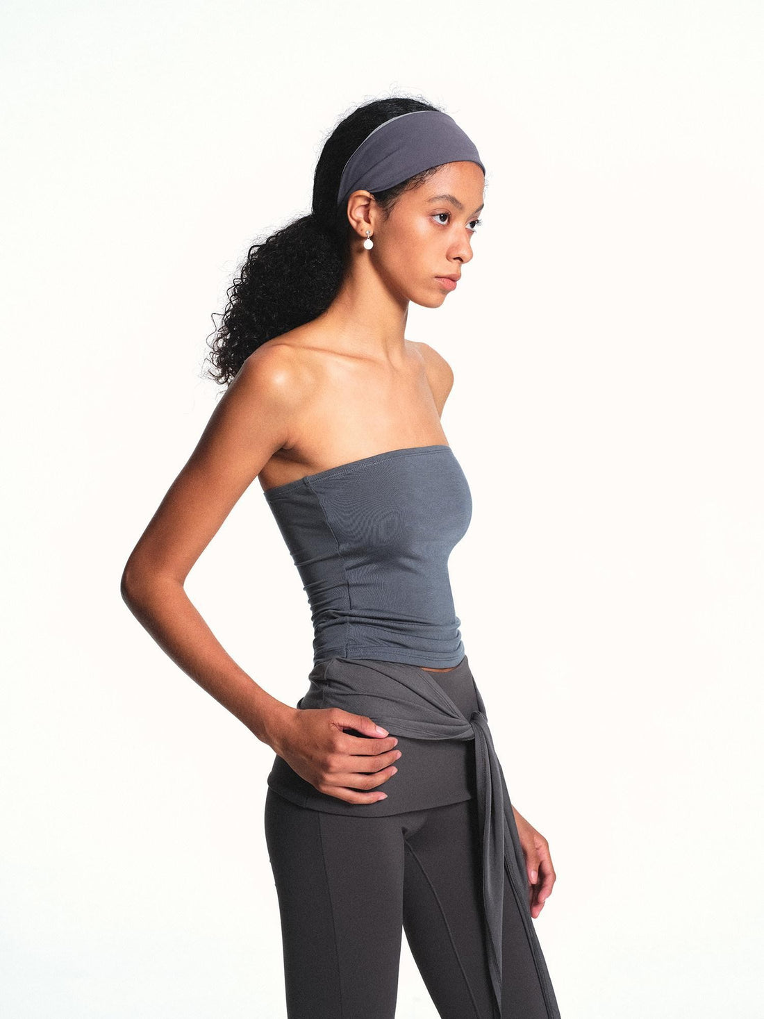 kvkv Cloud Blue Gray Ribbon Spliced Structured Slim Women&