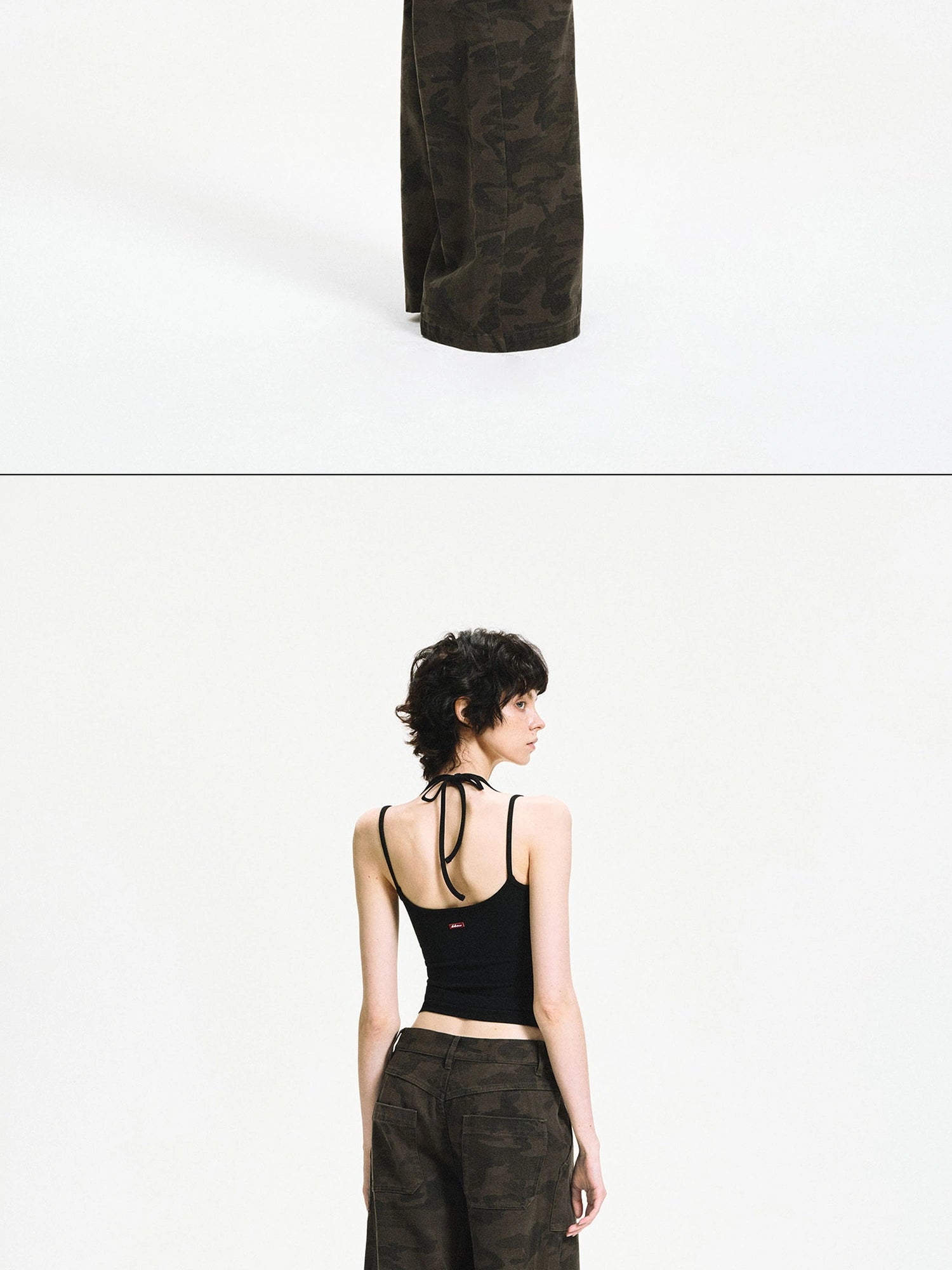 kvkv Coconut White Black Crisscross Halter Top