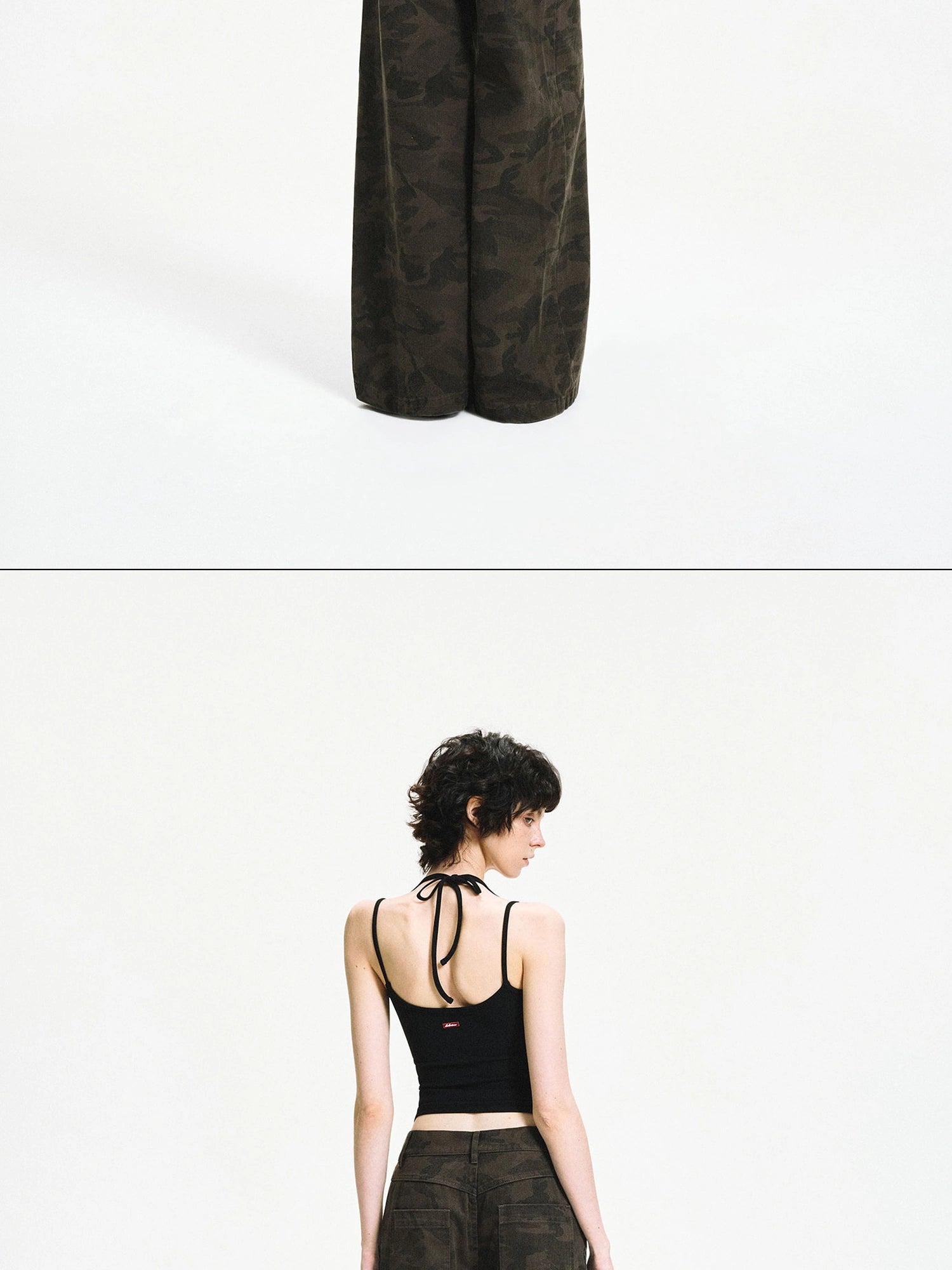 kvkv Coconut White Black Crisscross Halter Top