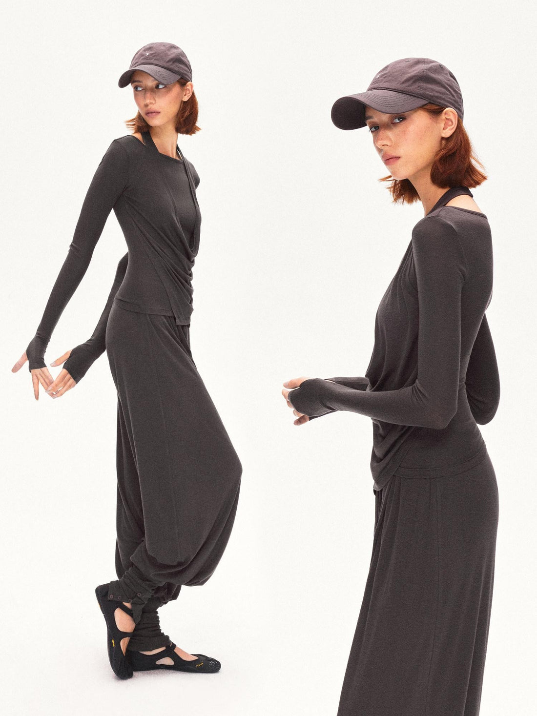 kvkv Coffee Brown Faux Layered Drape Neck Women&