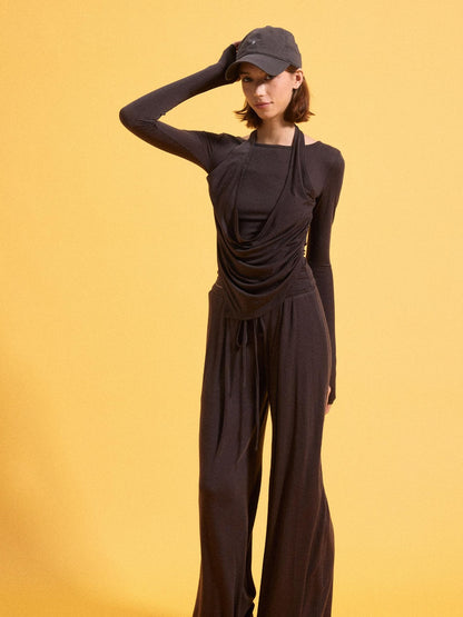 kvkv Coffee Pleated Detachable Cuff Women&