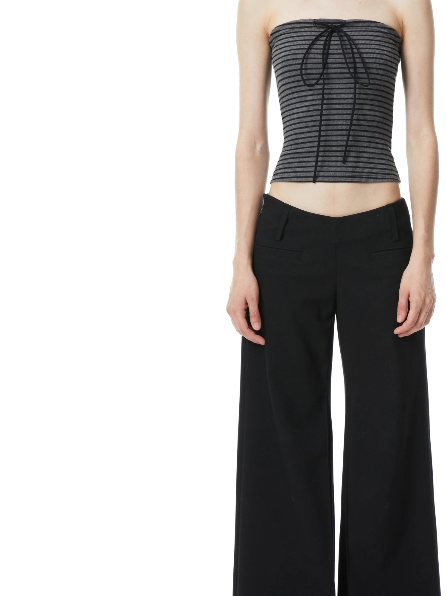 Color Block Bow Tie Strap Elastic Tube Top