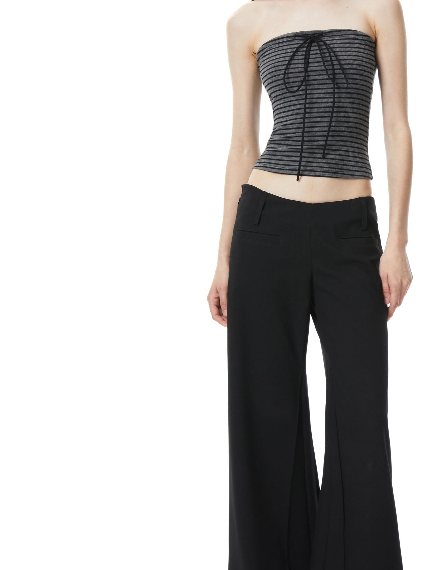 Color Block Bow Tie Strap Elastic Tube Top