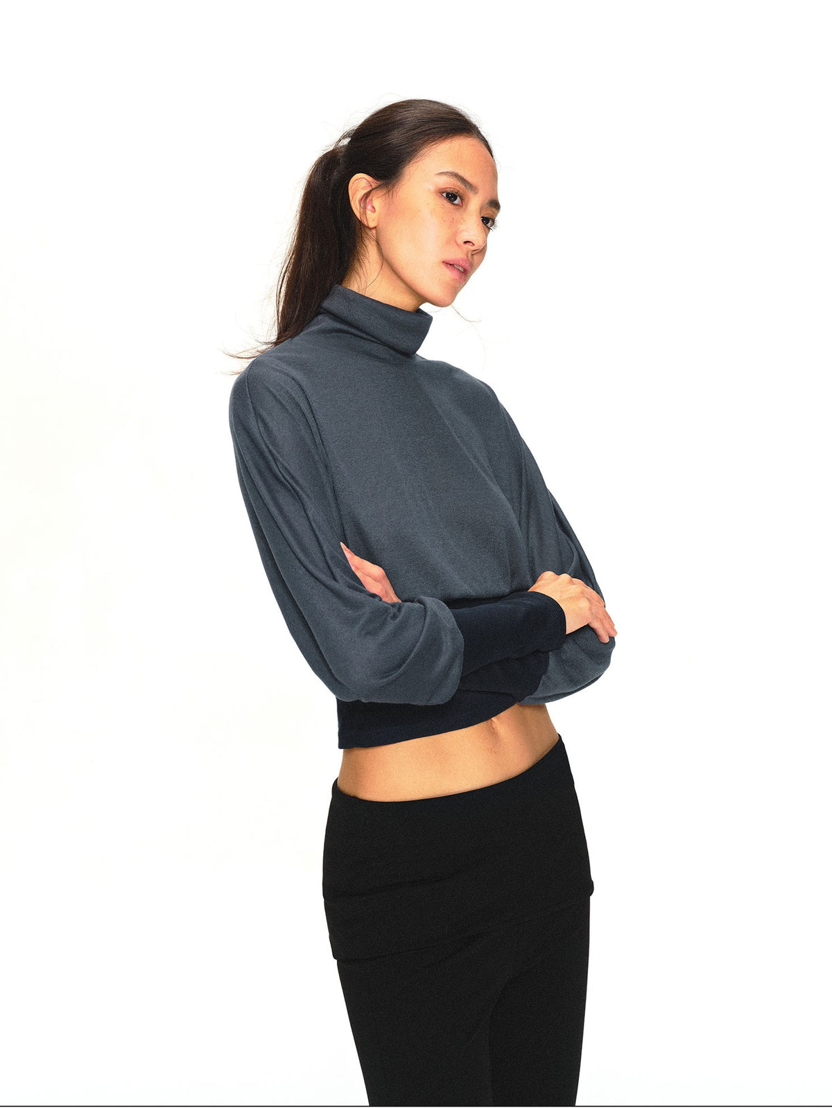 kvkv Color Block High Neck Batwing Sleeve Women&