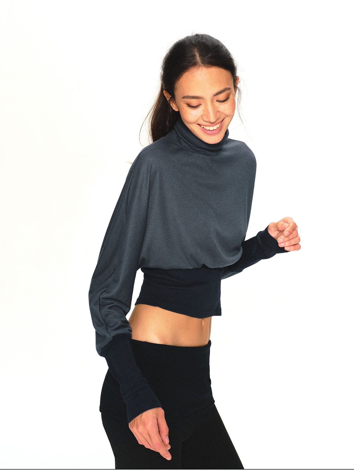 kvkv Color Block High Neck Batwing Sleeve Women&