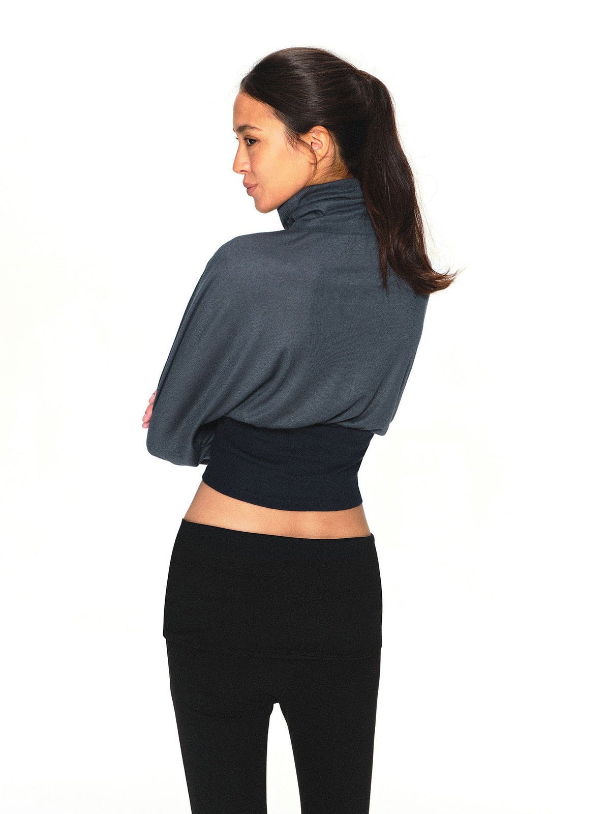 kvkv Color Block High Neck Batwing Sleeve Women&