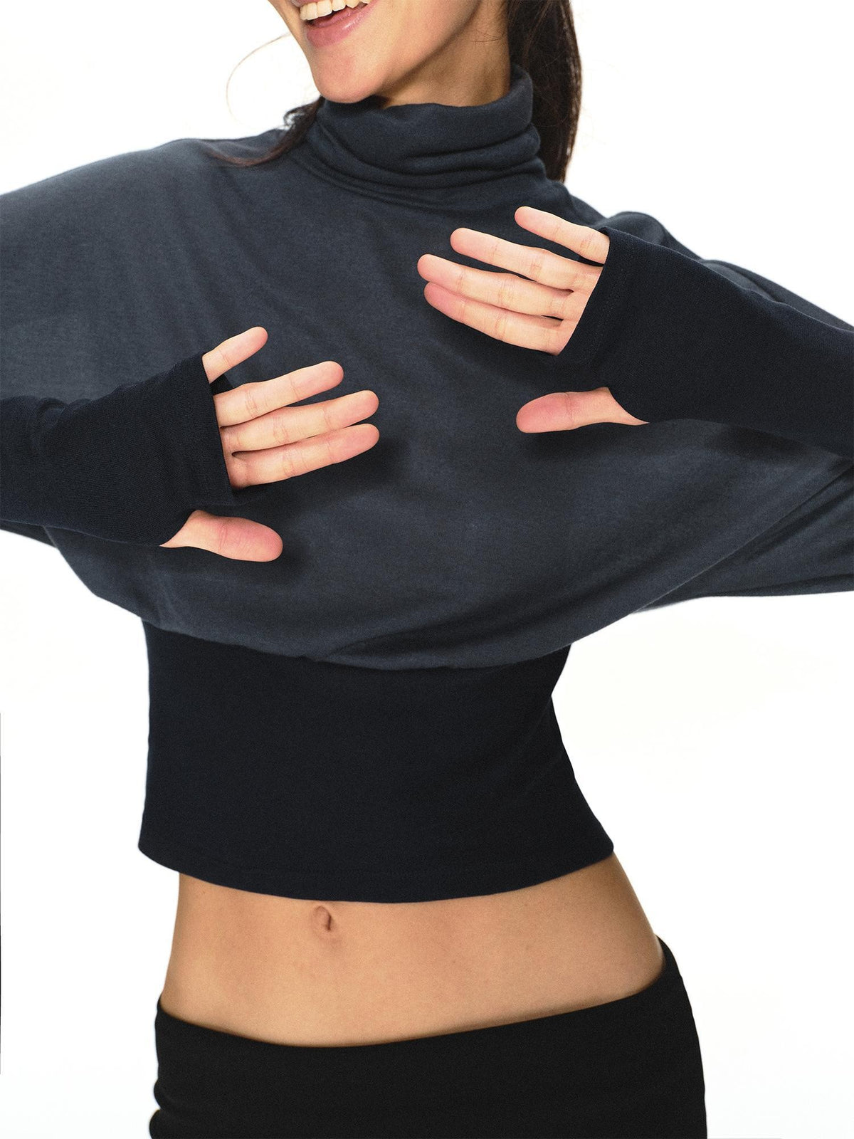 kvkv Color Block High Neck Batwing Sleeve Women&
