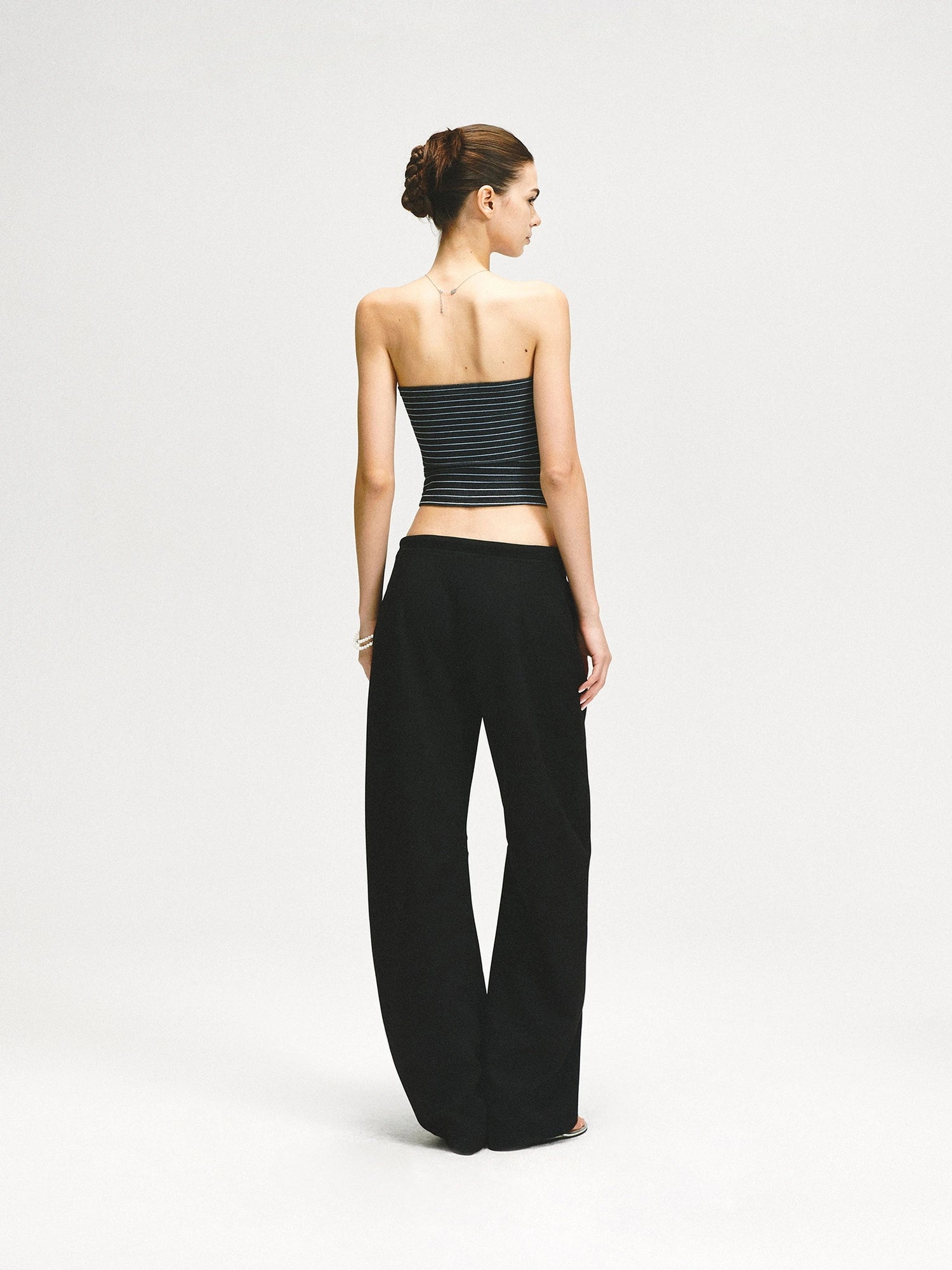kvkv Color Block Striped Tie Front Halter Top