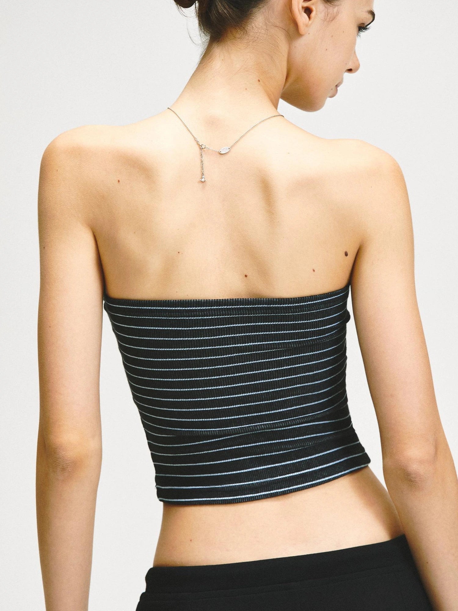 kvkv Color Block Striped Tie Front Halter Top