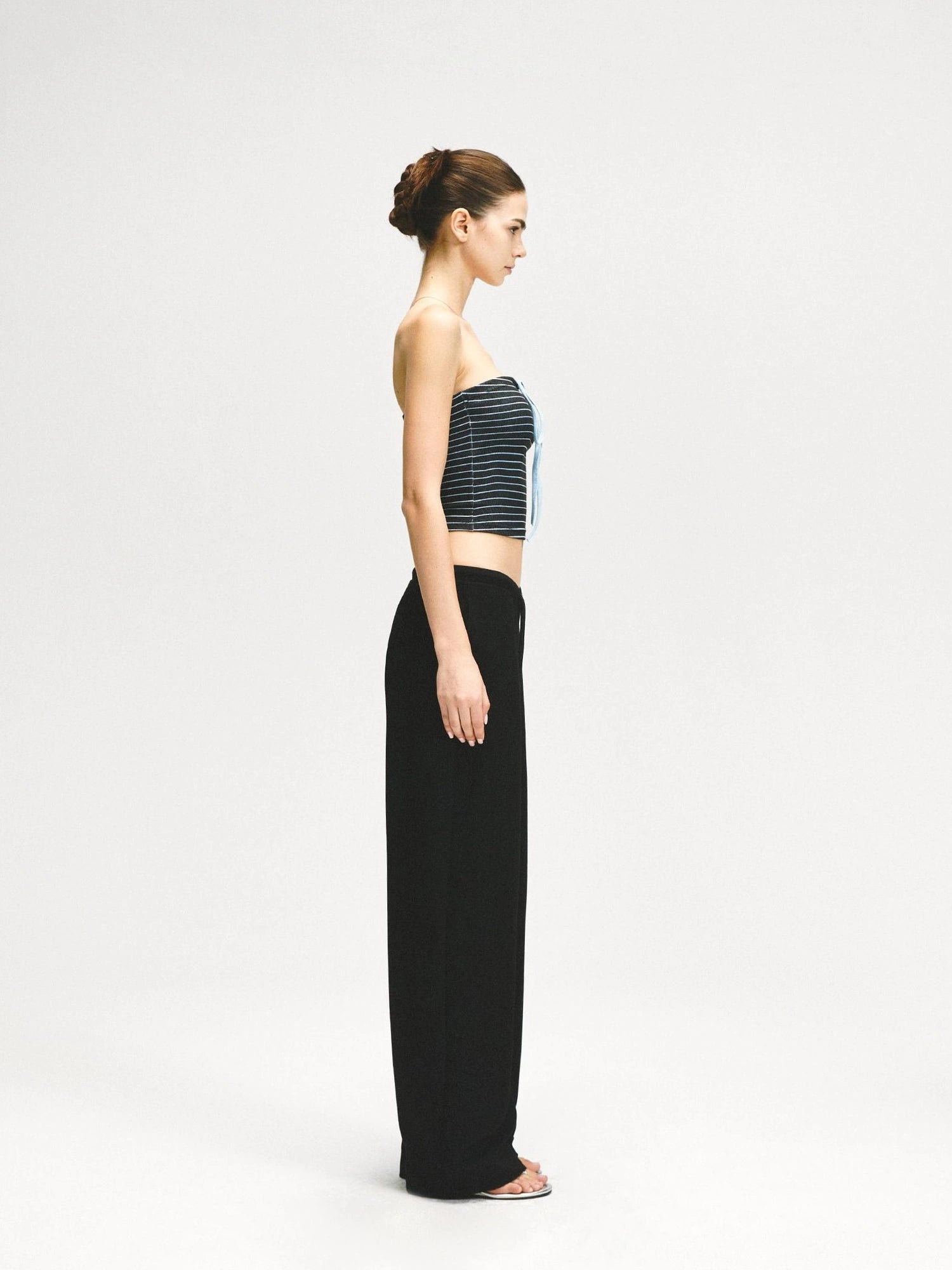kvkv Color Block Striped Tie Front Halter Top