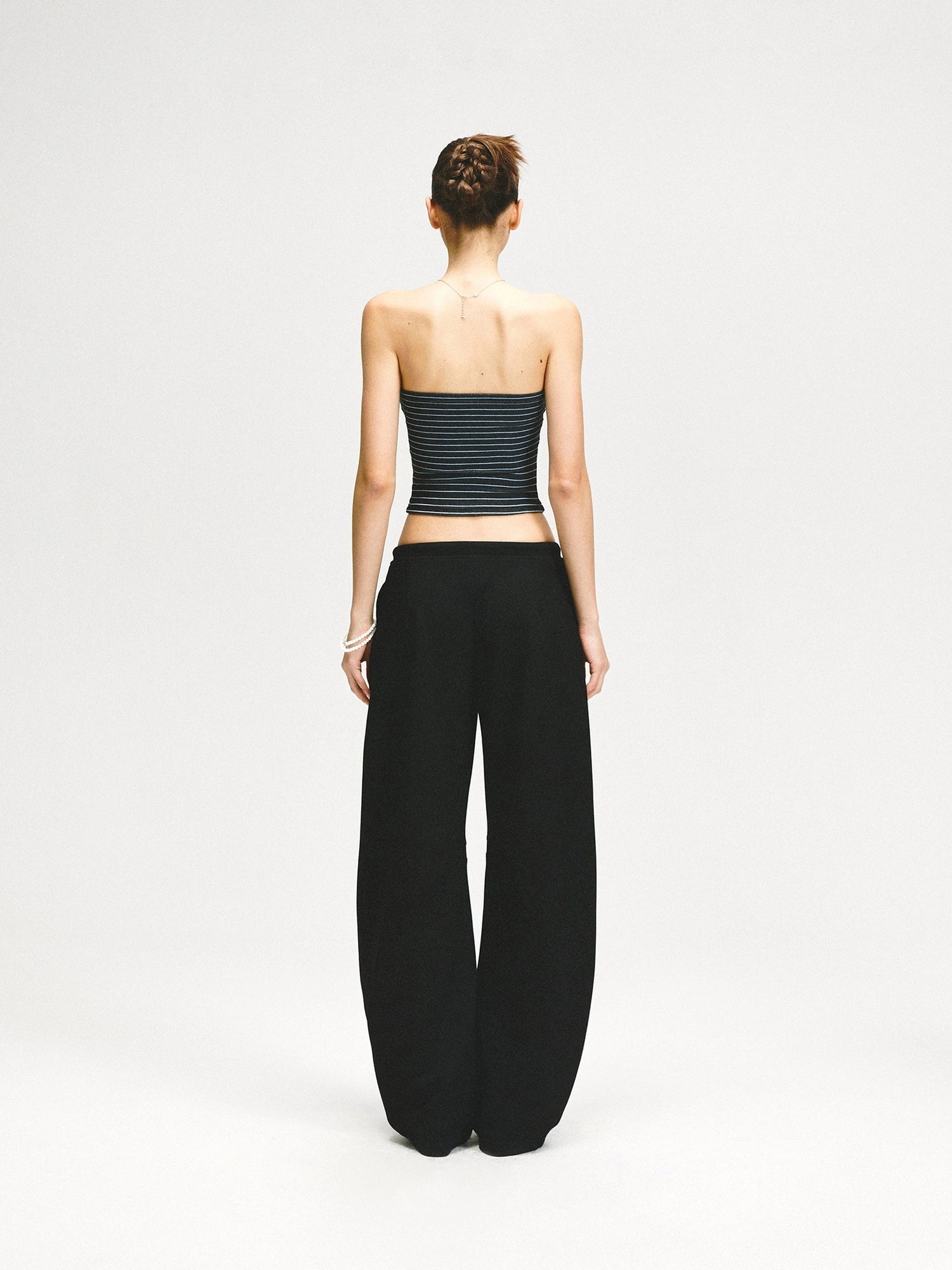 kvkv Color Block Striped Tie Front Halter Top