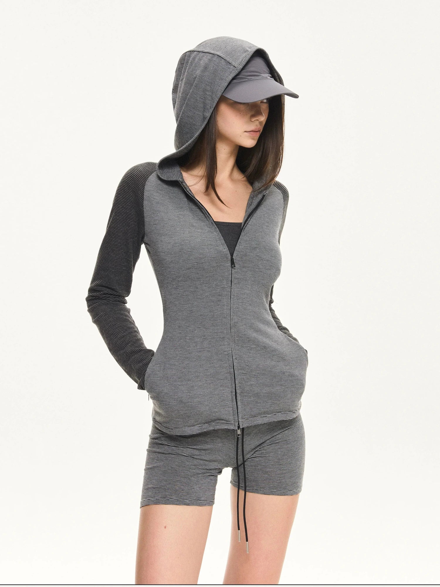 KVKV Yoga Clothing Brand - Color Block Striped Zip Hoodie