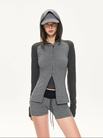 KVKV Yoga Clothing Brand - Color Block Striped Zip Hoodie