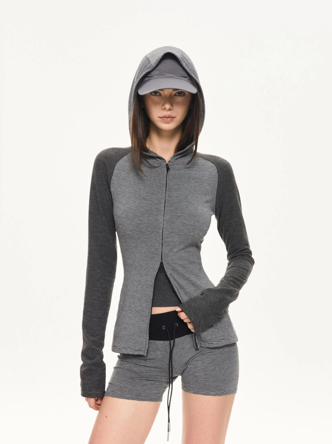 KVKV Yoga Clothing Brand - Color Block Striped Zip Hoodie
