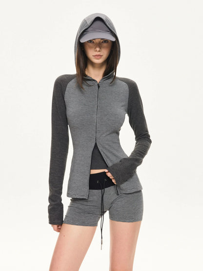 KVKV Yoga Clothing Brand - Color Block Striped Zip Hoodie