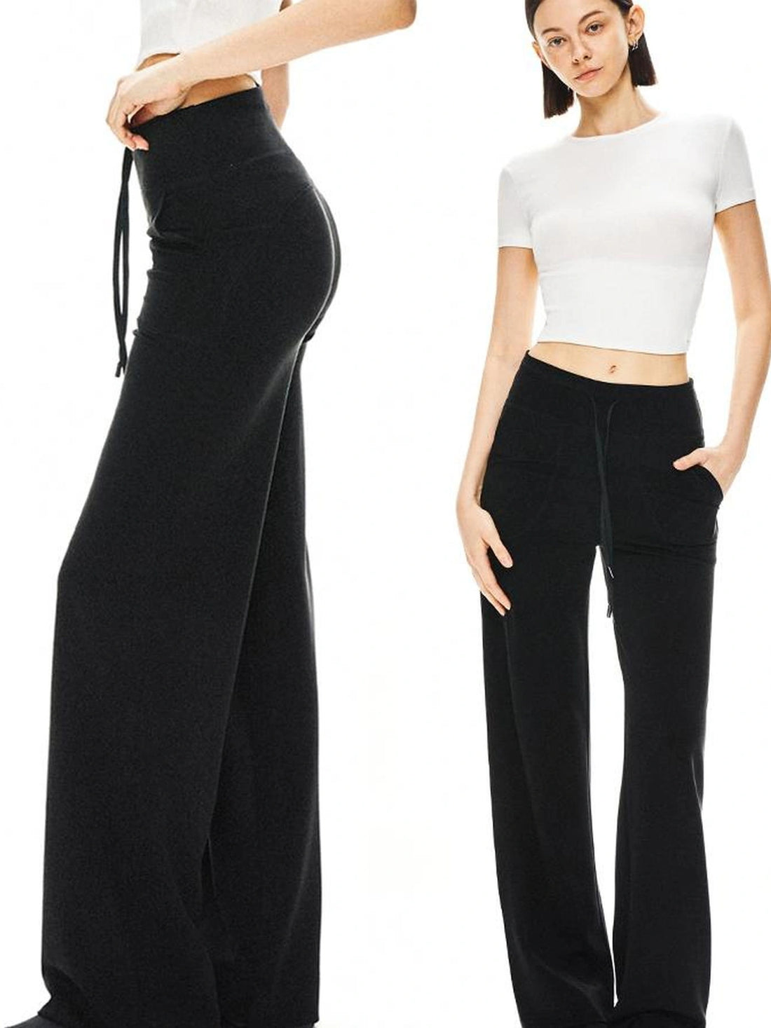 kvkv Comfy Straight Leg Yoga Pants With Drawstring