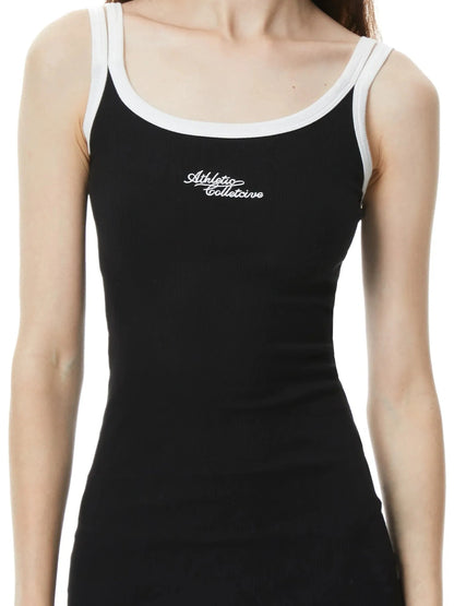 kvkv Contrast Stitch Slim Fit Ribbed Tank Dress