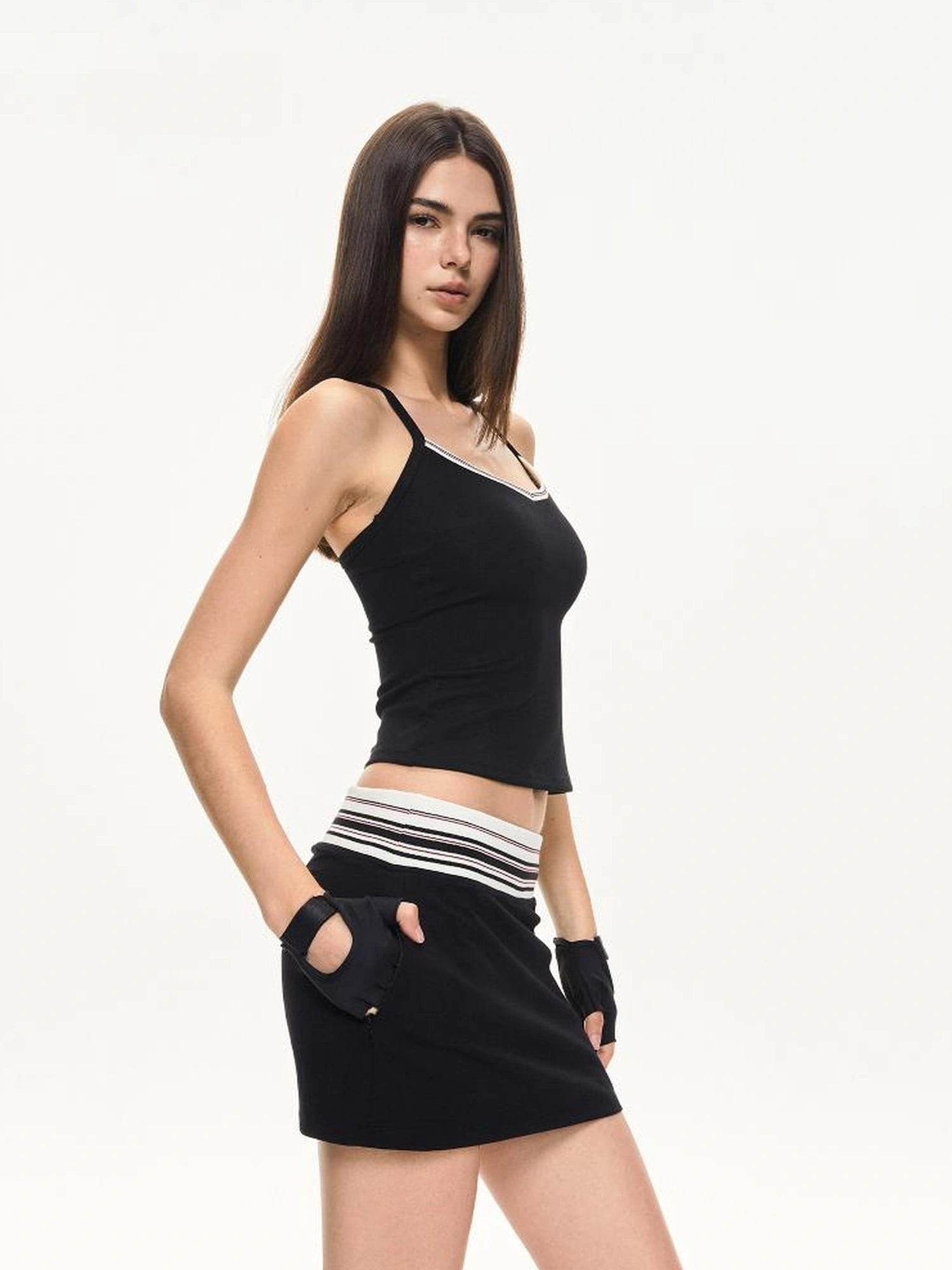 KVKV Yoga Clothing Brand - Contrast Stripe Fitted Tank