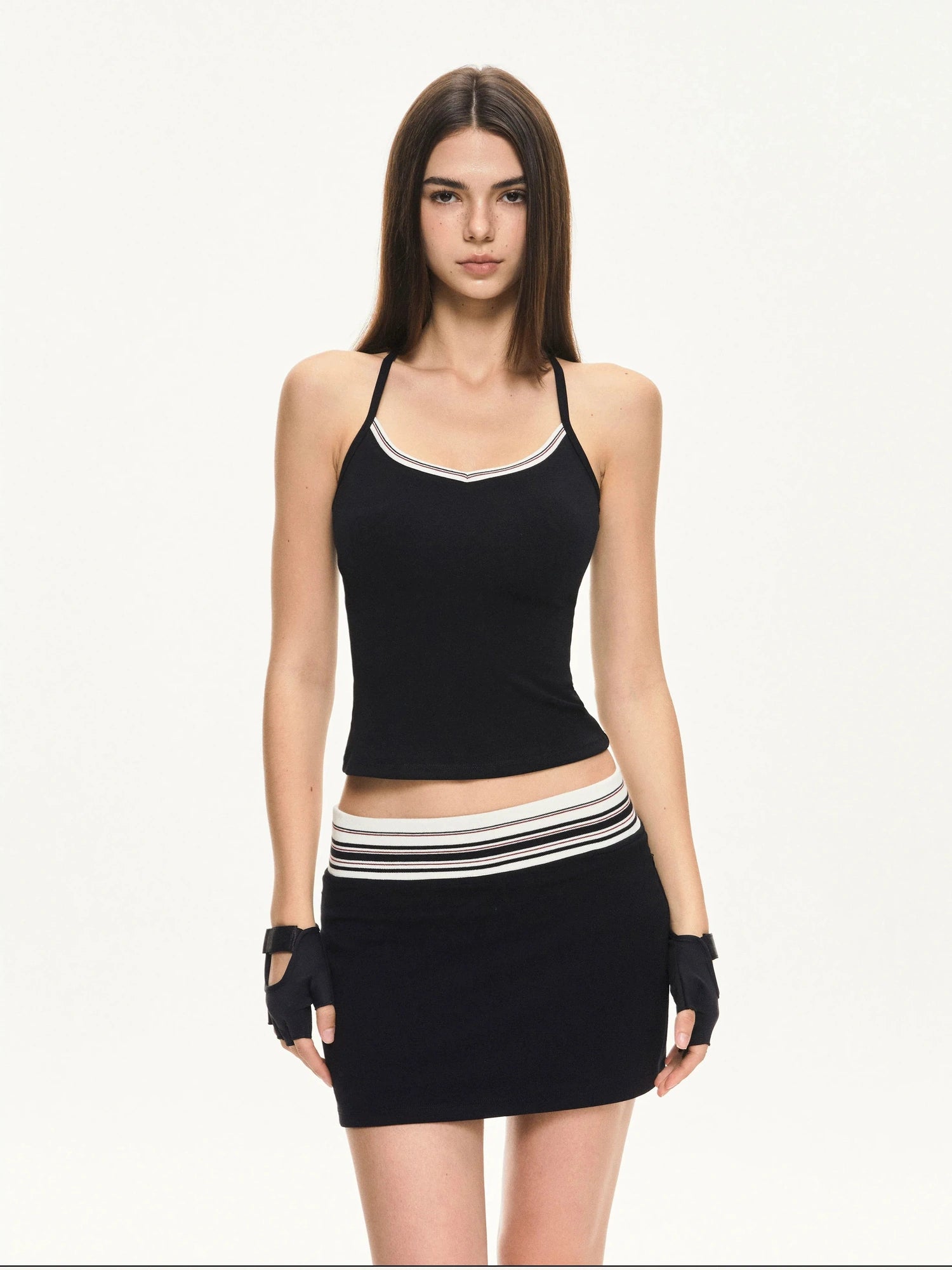 KVKV Yoga Clothing Brand - Contrast Stripe Fitted Tank