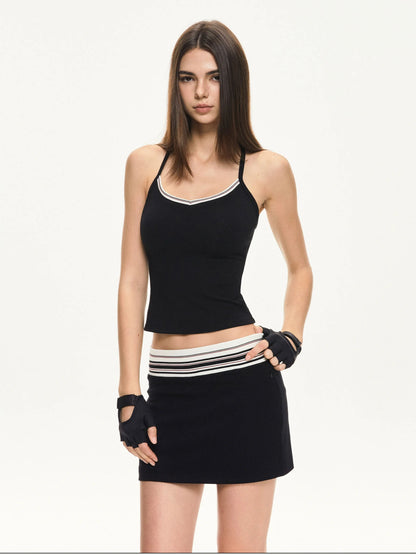 KVKV Yoga Clothing Brand - Contrast Stripe Fitted Tank