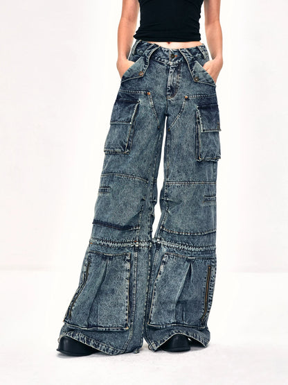 kvkv Convertible Washed Cargo Capri Jeans