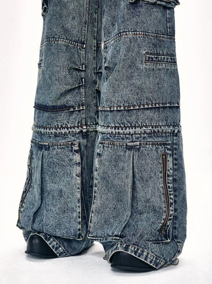 kvkv Convertible Washed Cargo Capri Jeans