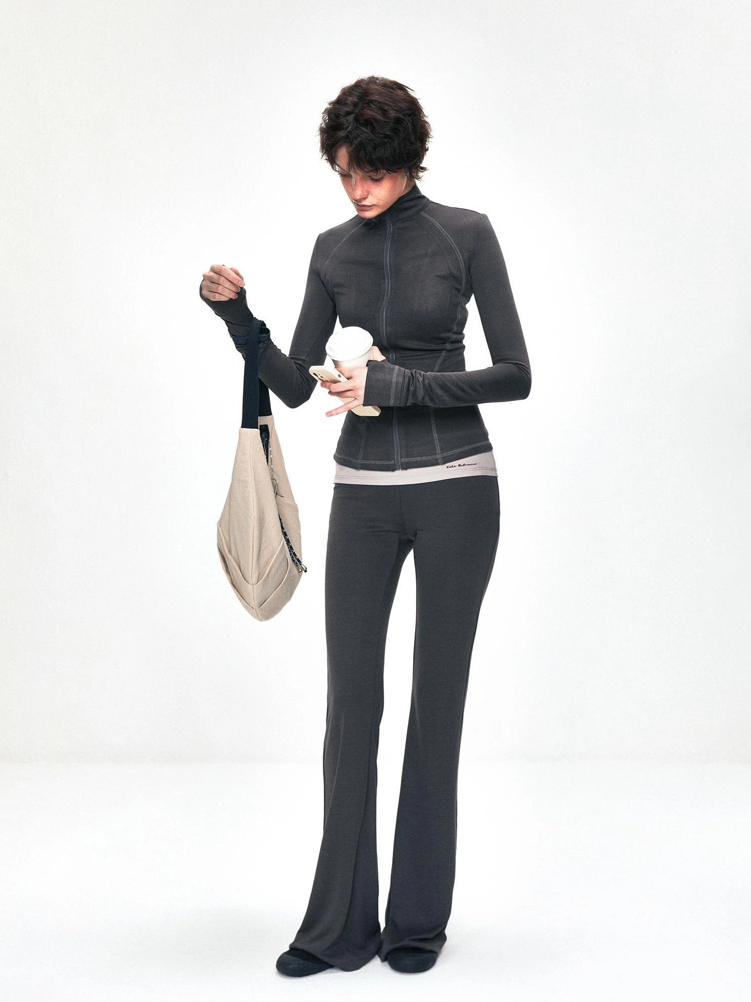 kvkv Copper Fiber Retro Slim Yoga Jacket V-neck T-shirt Long Sleeve