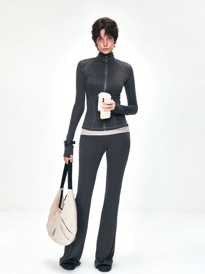 kvkv Copper Fiber Retro Slim Yoga Jacket V-neck T-shirt Long Sleeve