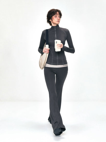 kvkv Copper Fiber Retro Slim Yoga Jacket V-neck T-shirt Long Sleeve