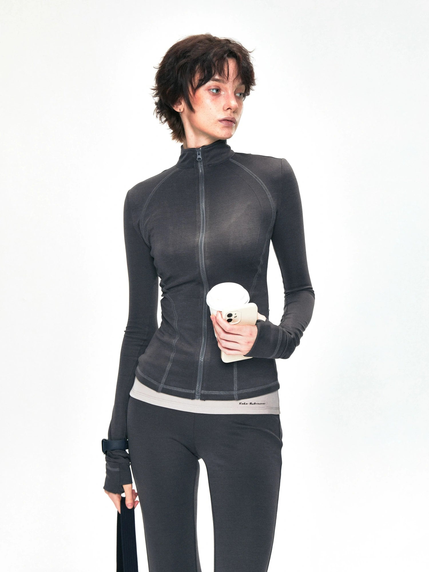 kvkv Copper Fiber Retro Slim Yoga Jacket V-neck T-shirt Long Sleeve