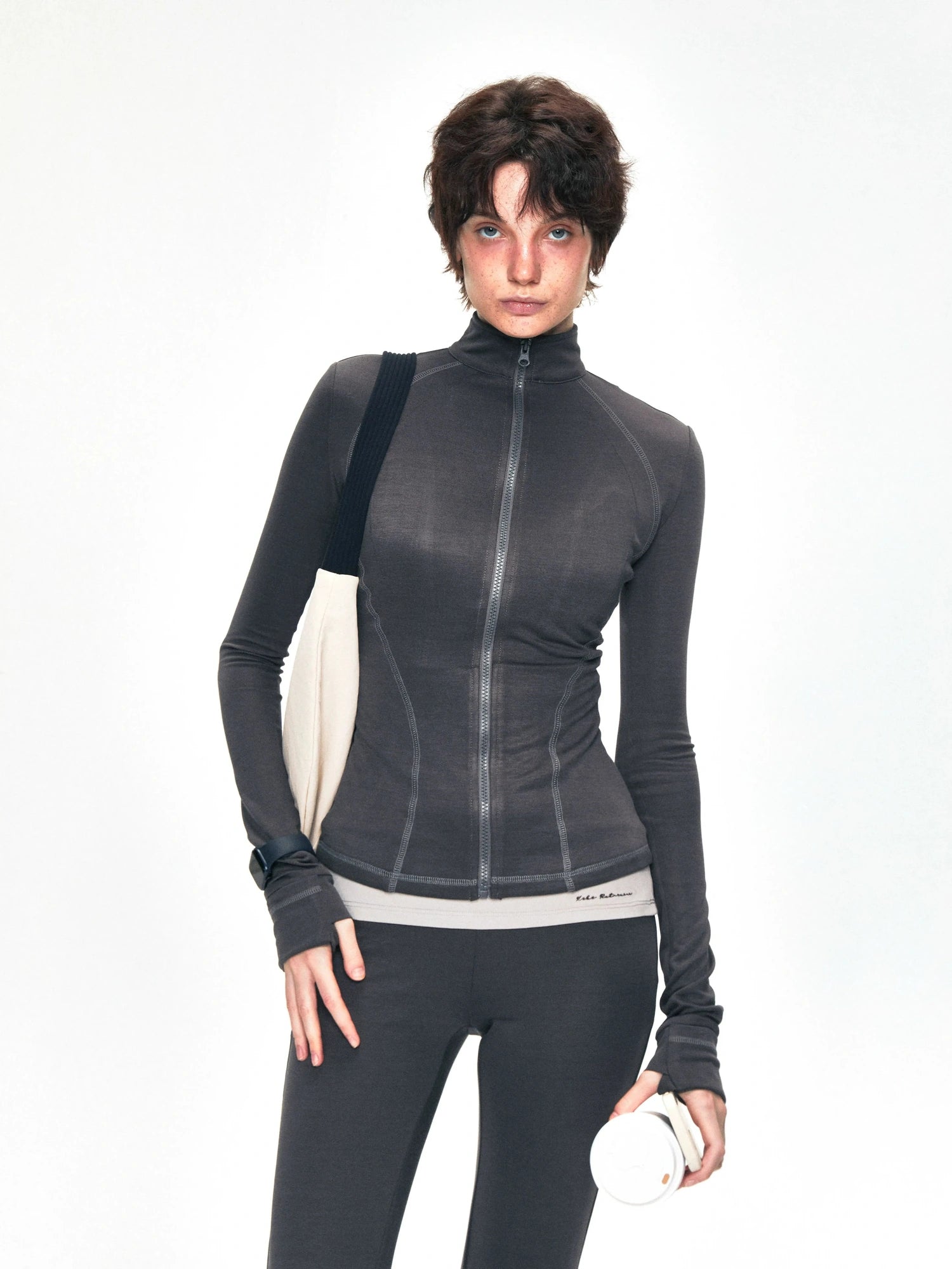 kvkv Copper Fiber Retro Slim Yoga Jacket V-neck T-shirt Long Sleeve
