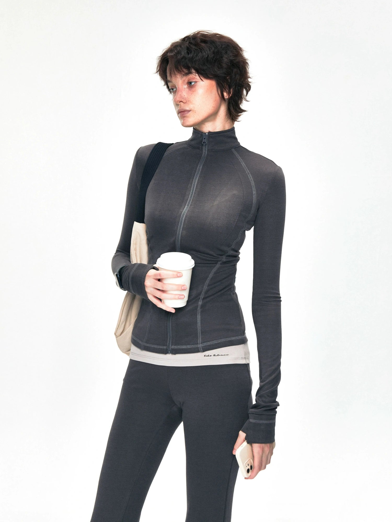 kvkv Copper Fiber Retro Slim Yoga Jacket V-neck T-shirt Long Sleeve