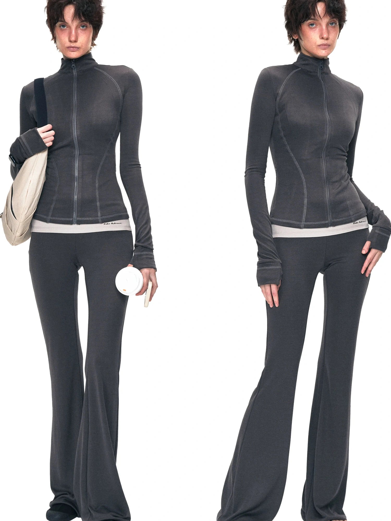kvkv Copper Fiber Retro Slim Yoga Jacket V-neck T-shirt Long Sleeve