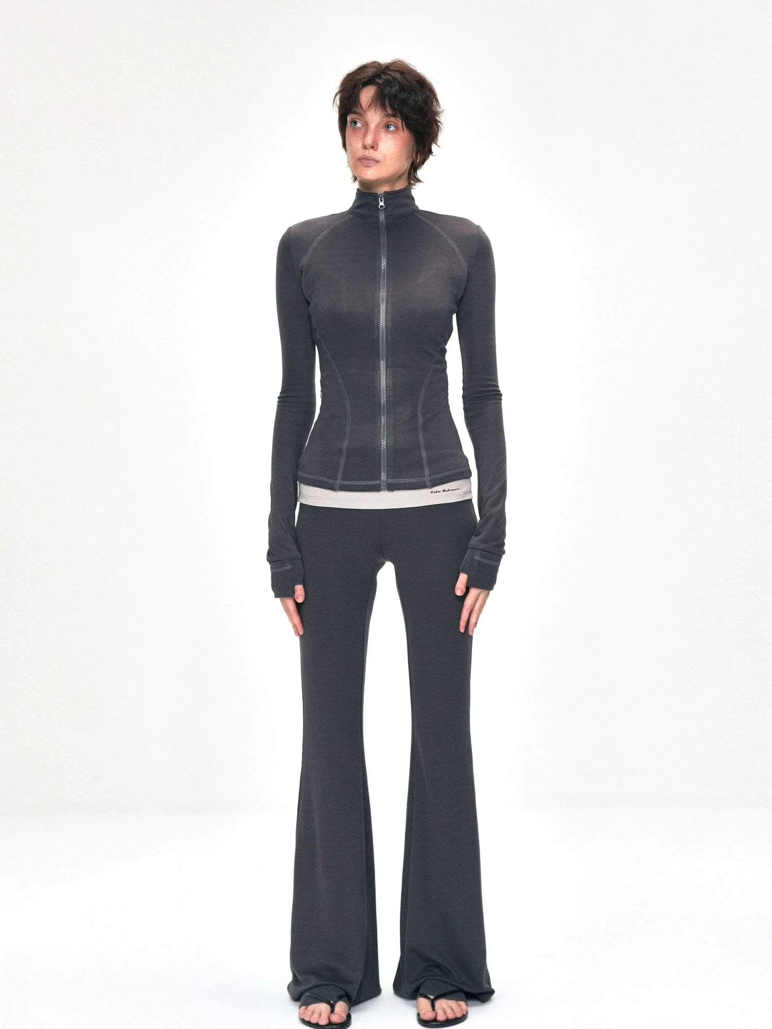 kvkv Copper Fiber Retro Slim Yoga Jacket V-neck T-shirt Long Sleeve