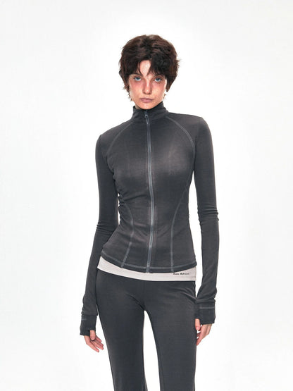 kvkv Copper Fiber Retro Slim Yoga Jacket V-neck T-shirt Long Sleeve