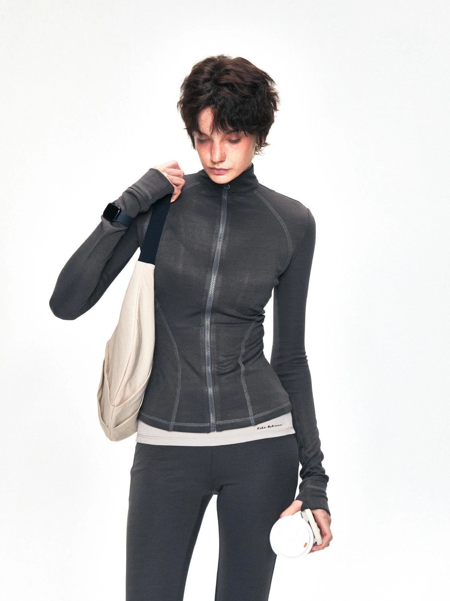 kvkv Copper Fiber Retro Slim Yoga Jacket V-neck T-shirt Long Sleeve