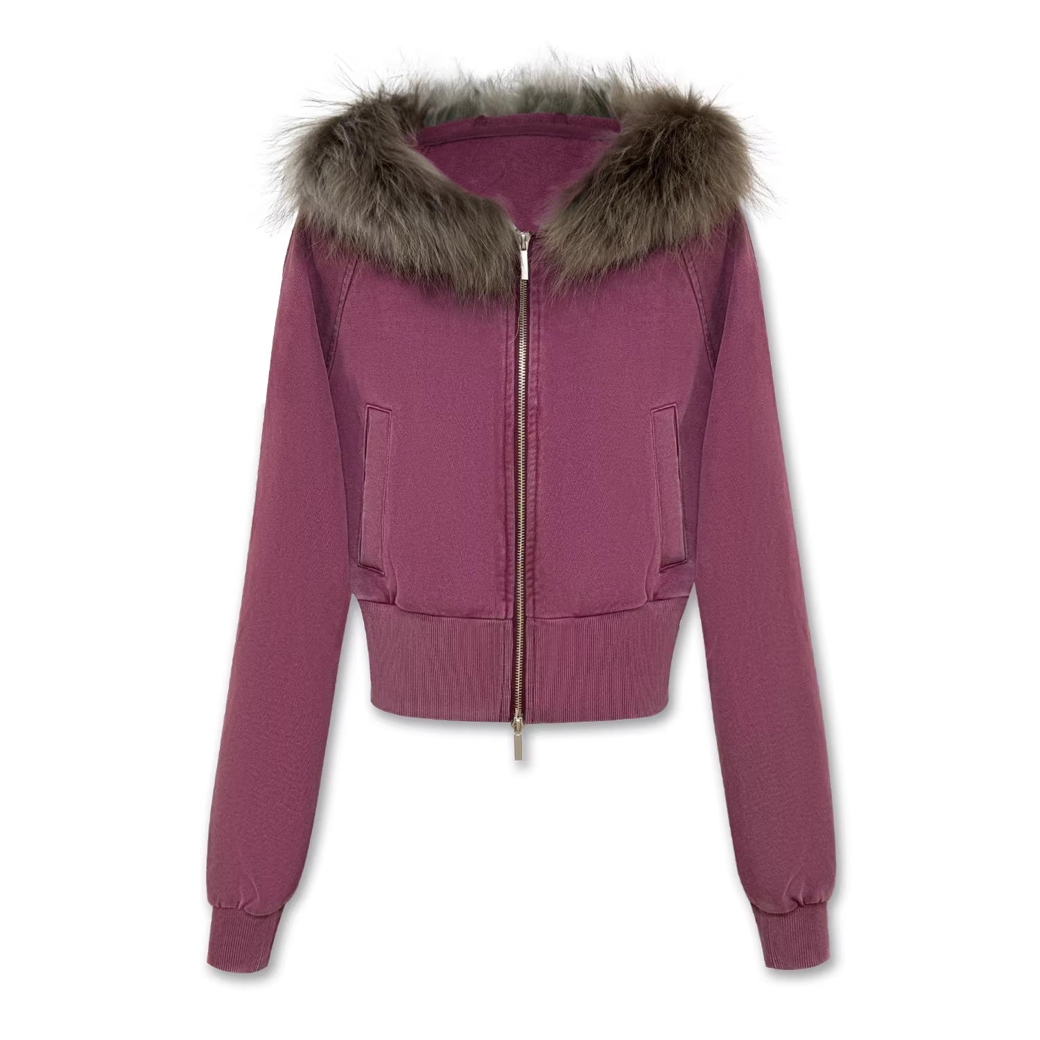 kvkv_Cotton_Zip_Up_Loose_Cropped_Hooded_Long_Sleeve_Sport_For_Women_Burgundy_Hoodies_MISSTT