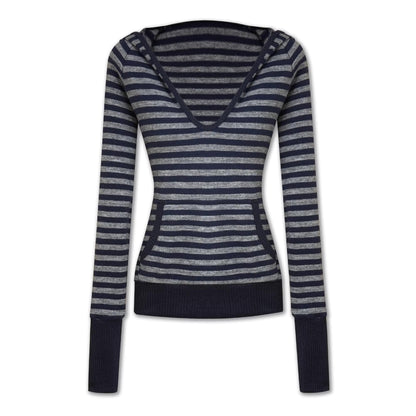 kvkv_Cozy_Acrylic_Blend_Slim_Fit_V_Neck_Hooded_Pullover_Striped_Navy_Gray_Hoodies_MISSTT