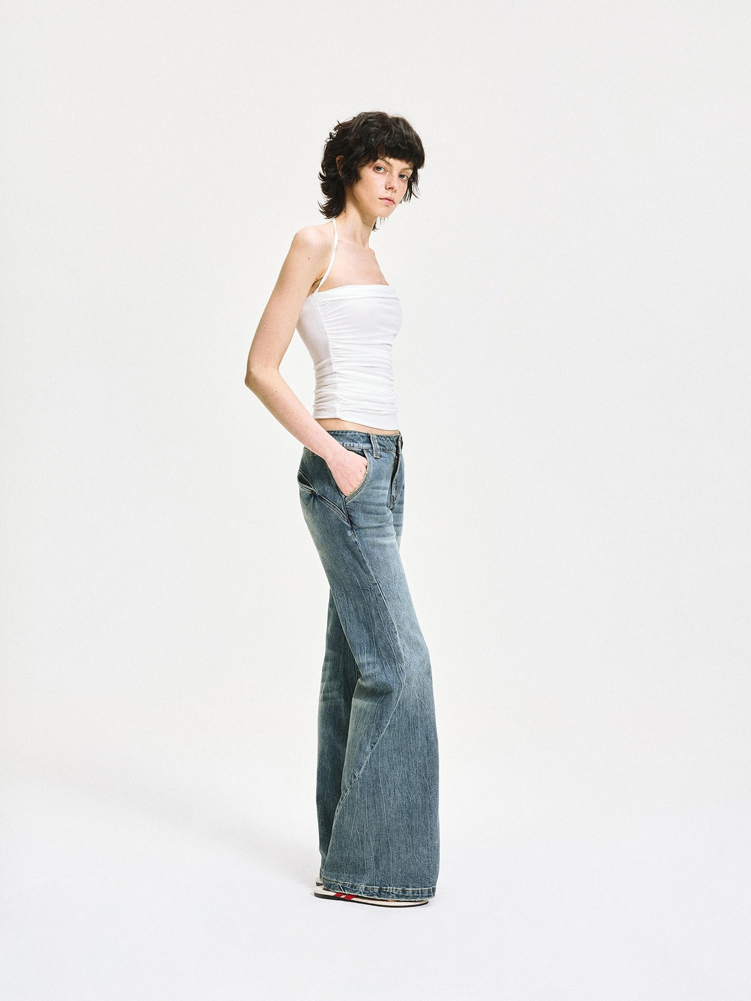 kvkv Crinkle Textured Adjustable Halter Top