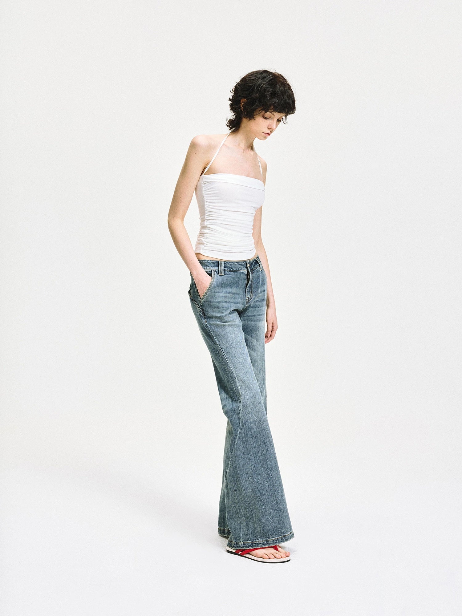kvkv Crinkle Textured Adjustable Halter Top