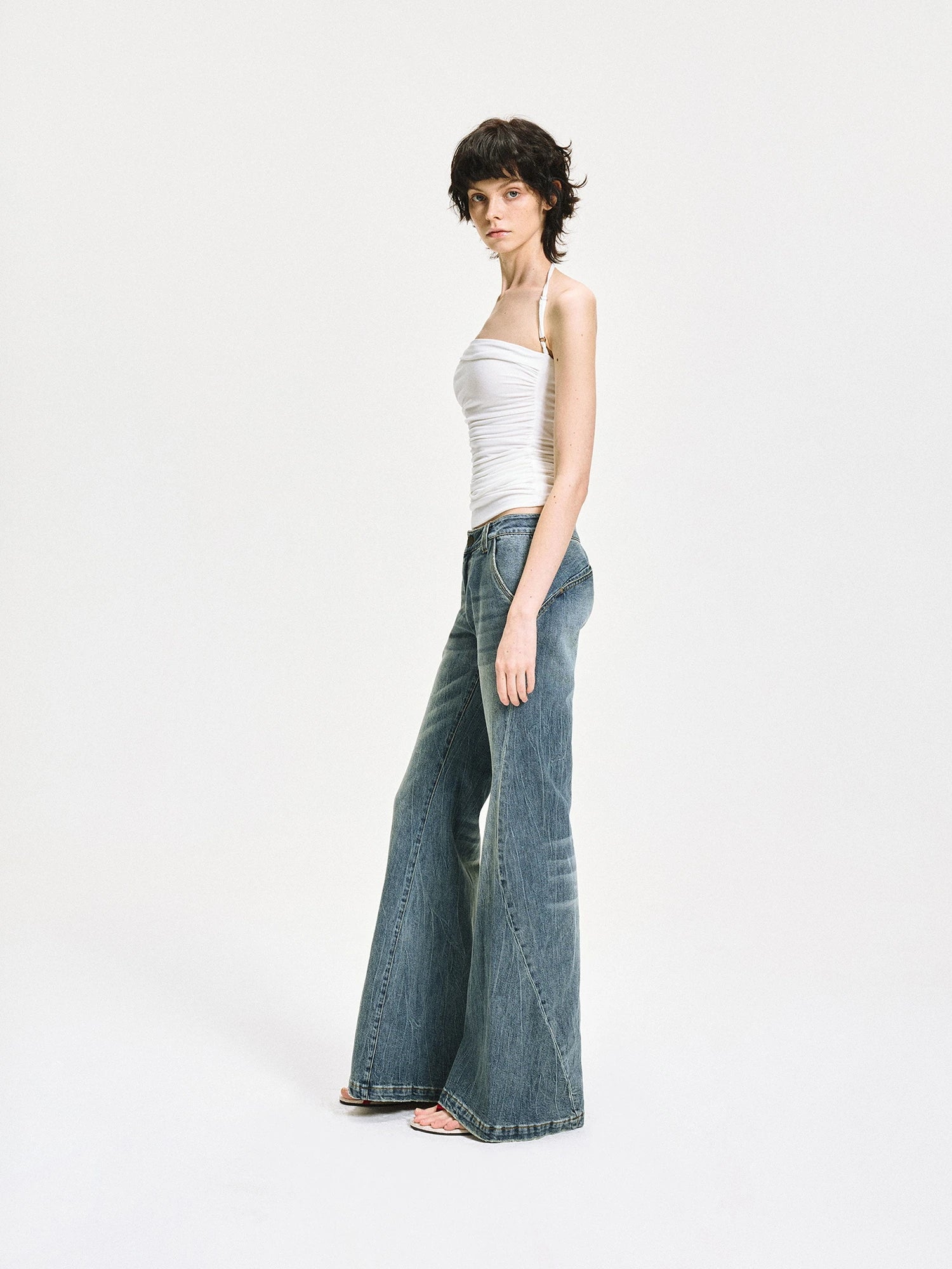 kvkv Crinkle Textured Adjustable Halter Top