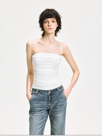 kvkv Crinkle Textured Adjustable Halter Top