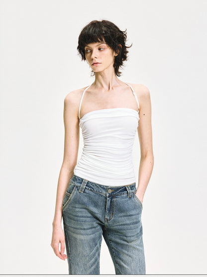 kvkv Crinkle Textured Adjustable Halter Top